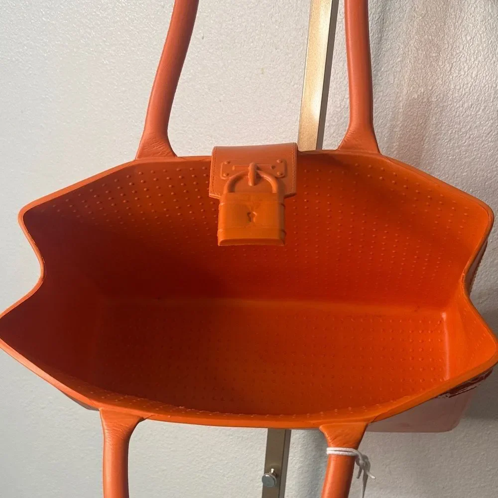 Great Bag Co -Orange Padlock Tote Structured Statement Bag